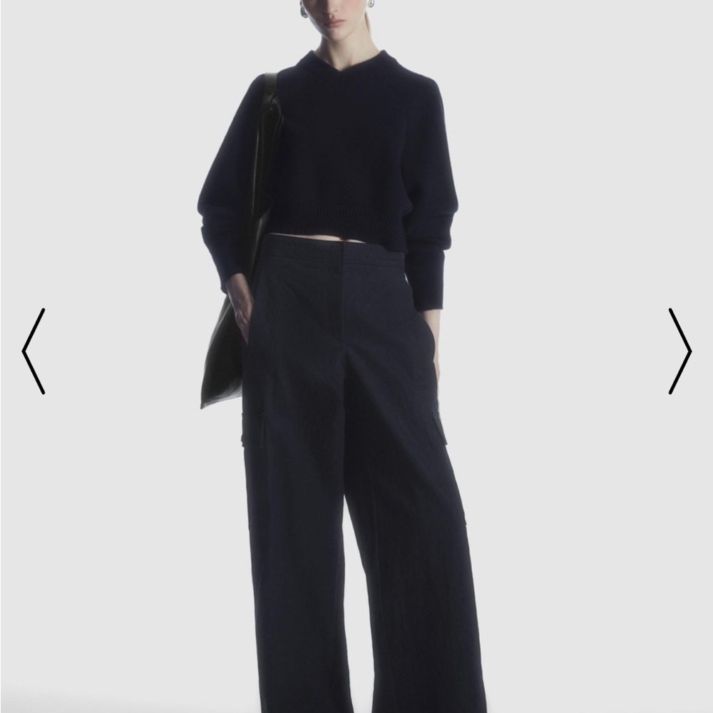 Women's Dark Blue Wide-Leg Cargo Pants